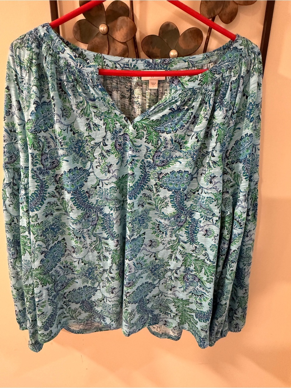 J. Jill Blue and Green Paisley A-Line Skirt